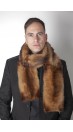 Polecat fitchew fur stole-scarf, dark brown